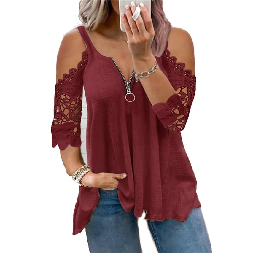 Womens Half Sleeve V Neck Sexy Top Image 1