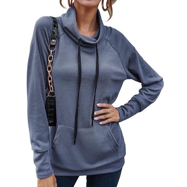 Womens High Collar Long Sleeve Lace Loose Pullover Top Hoodie Image 4