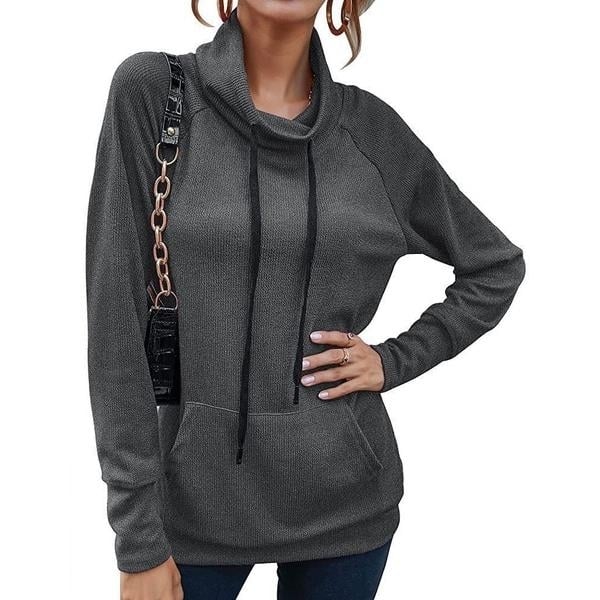 Womens High Collar Long Sleeve Lace Loose Pullover Top Hoodie Image 4