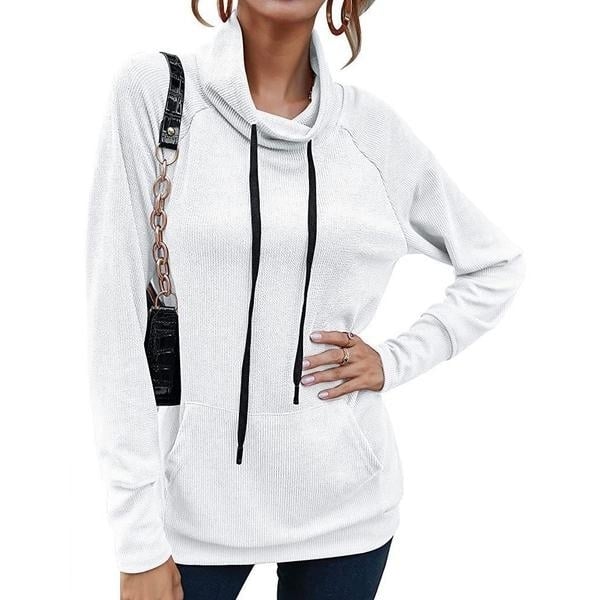 Womens High Collar Long Sleeve Lace Loose Pullover Top Hoodie Image 7