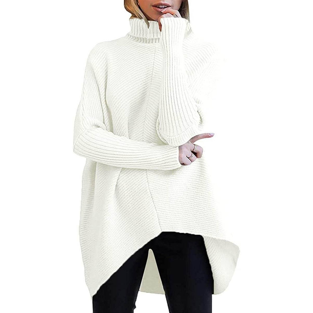 Womens High Neck Long Sweater Image 2