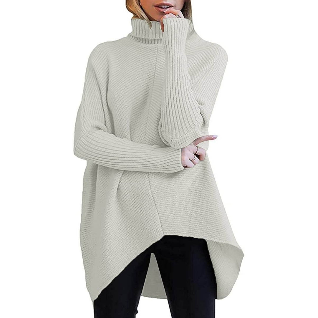 Womens High Neck Long Sweater Image 4