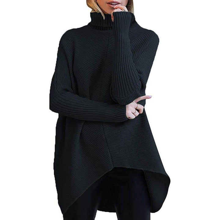 Womens High Neck Long Sweater Image 4