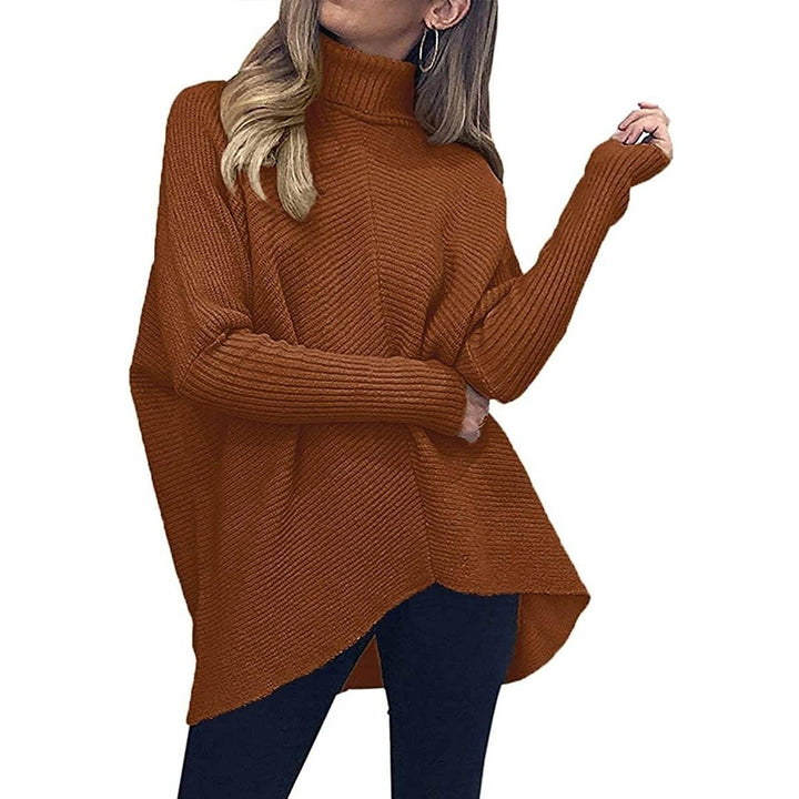 Womens High Neck Long Sweater Image 9