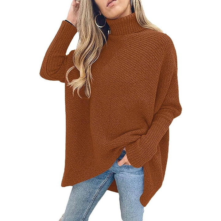 Womens High Neck Long Sweater Image 10