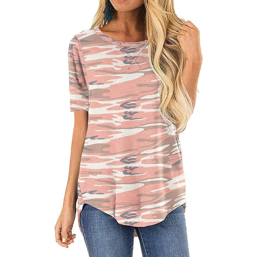 Women Long Sleeve Side Split Casual Loose Tunic Top Image 1