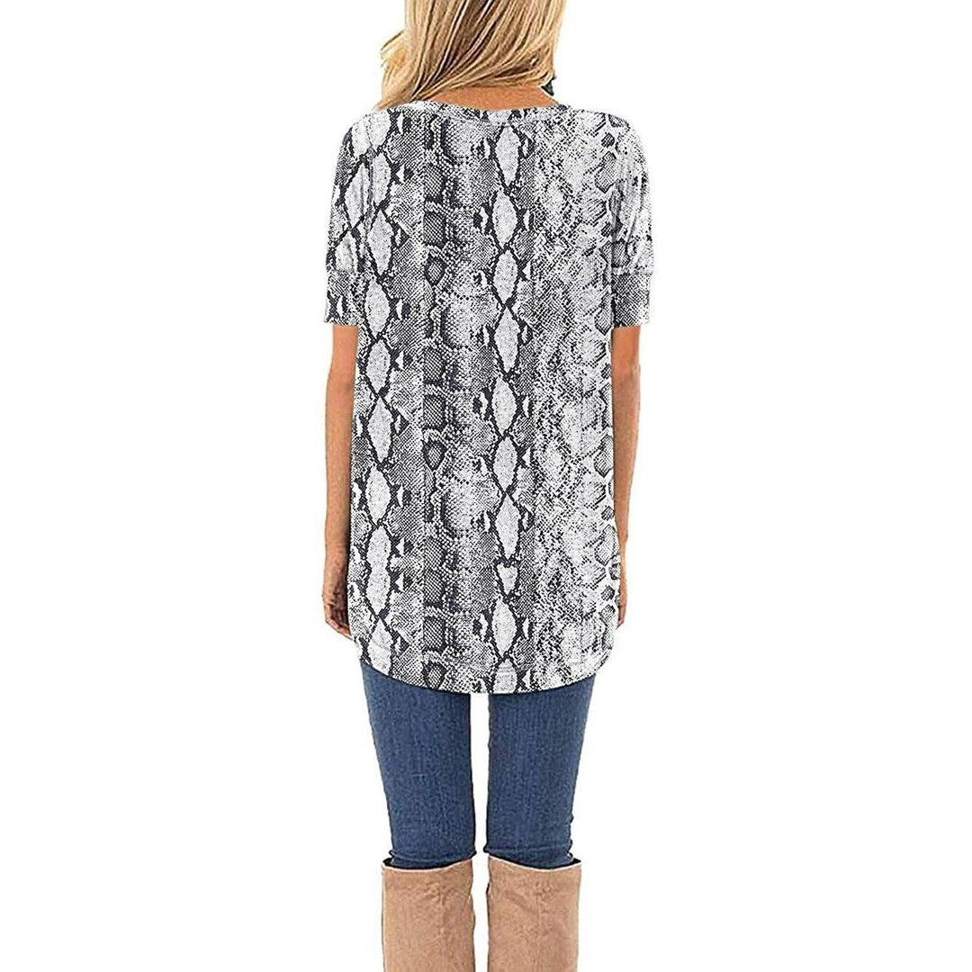 Women Long Sleeve Side Split Casual Loose Tunic Top Image 9