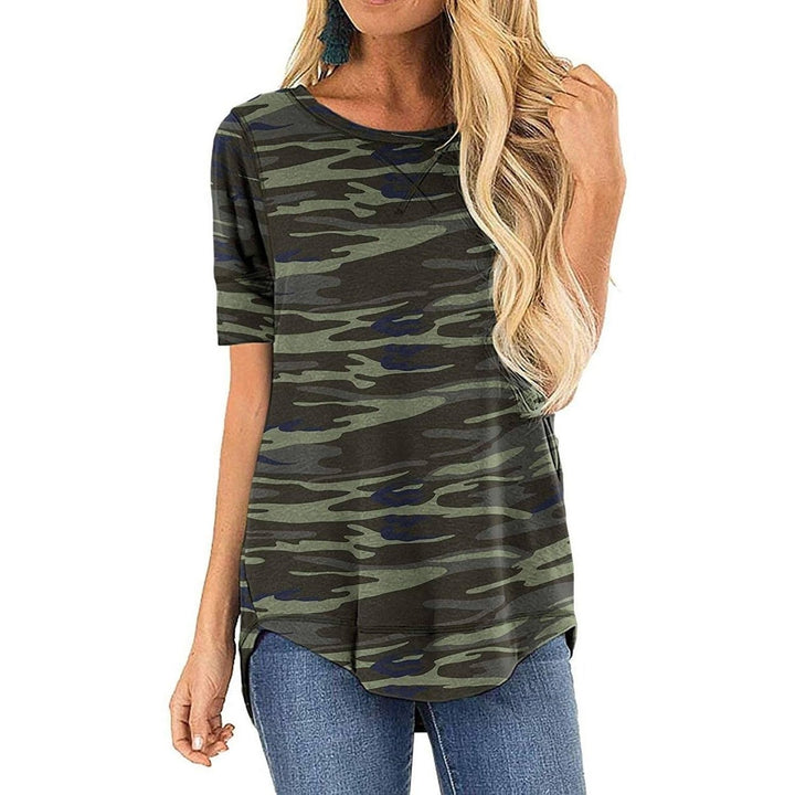 Women Long Sleeve Side Split Casual Loose Tunic Top Image 10