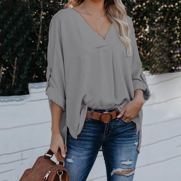 Women Spring and Autumn V-neck Blouse Image 4