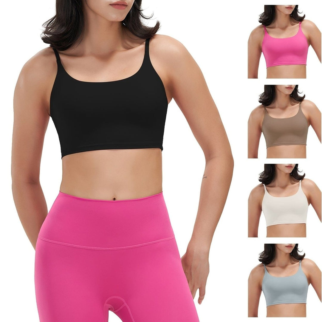 Women Strap Sport Bras Padded Strappy Tank Tops Image 1