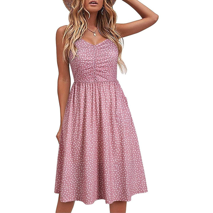 Women Sleeveless Cotton Summer Beach Dress Image 4