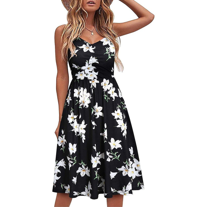 Women Sleeveless Cotton Summer Beach Dress Image 1