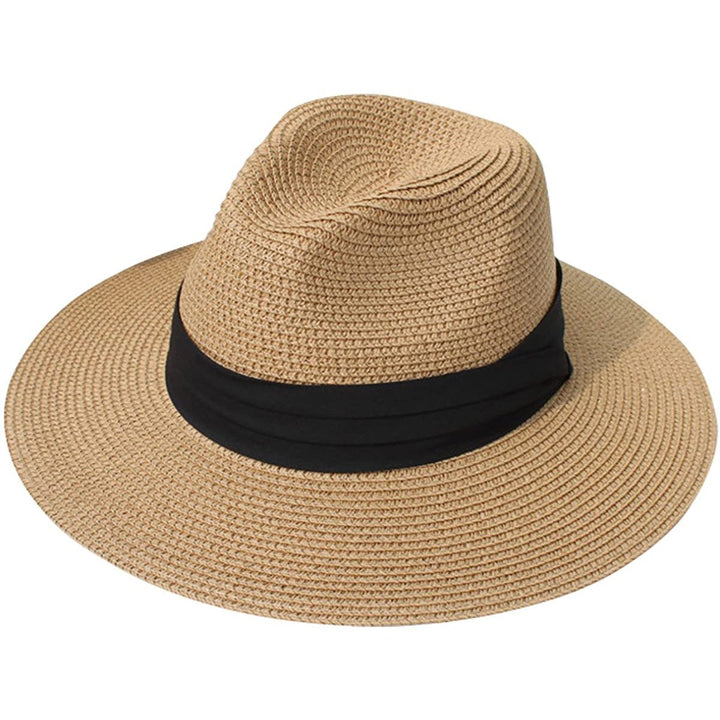 Women Wide Brim Straw Panama Roll up Hat Image 1