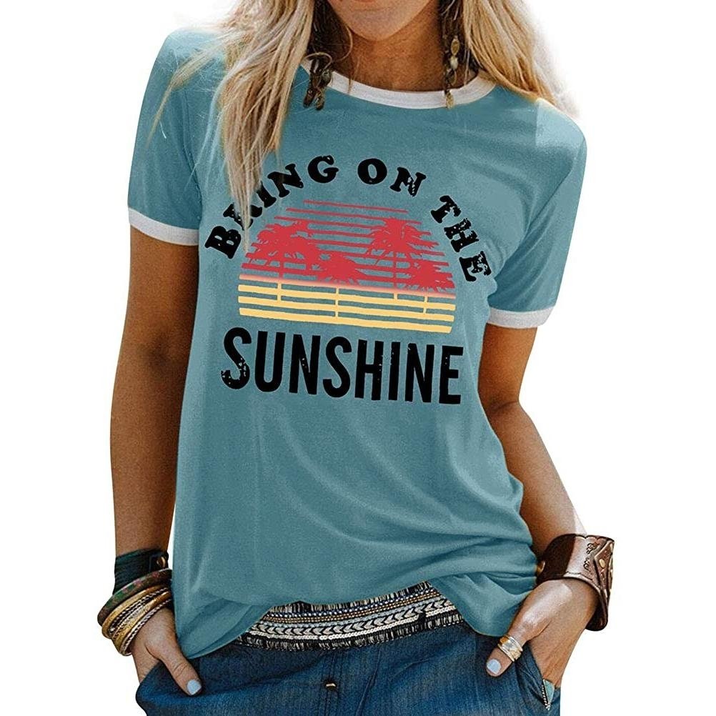 Women Sunshine Graphic Long Sleeves Tees Blouses Image 2