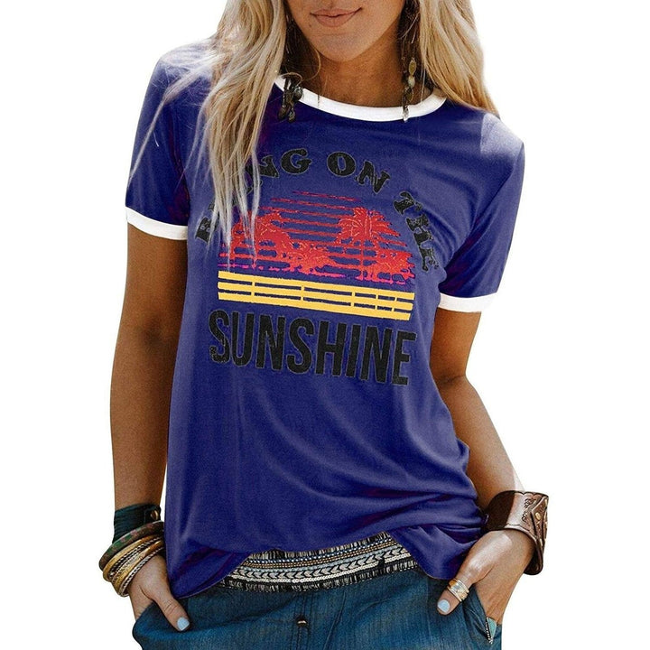 Women Sunshine Graphic Long Sleeves Tees Blouses Image 3