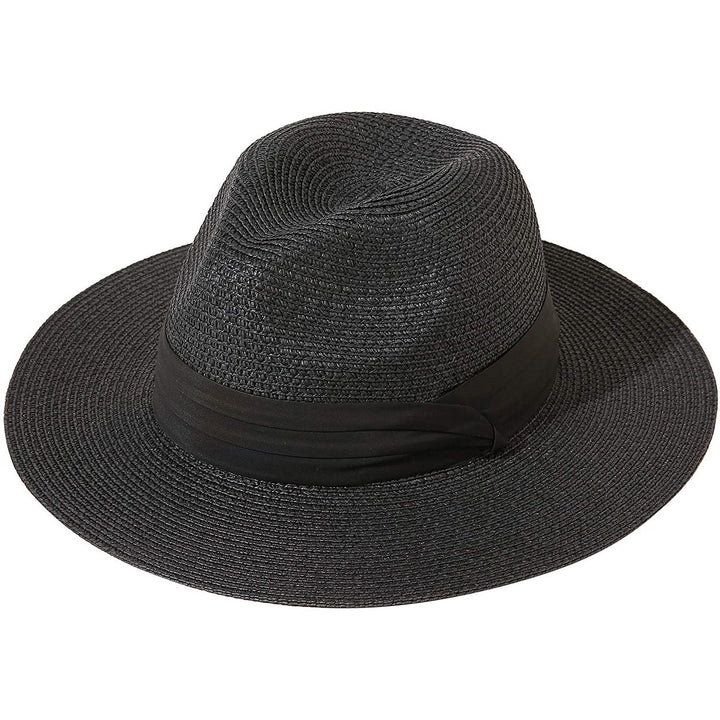 Women Wide Brim Straw Panama Roll up Hat Image 1