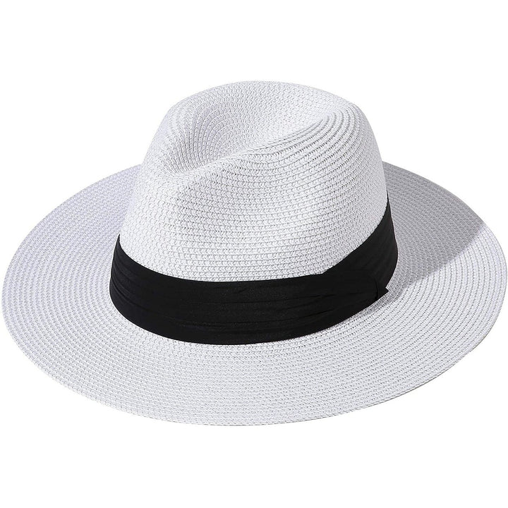 Women Wide Brim Straw Panama Roll up Hat Image 1