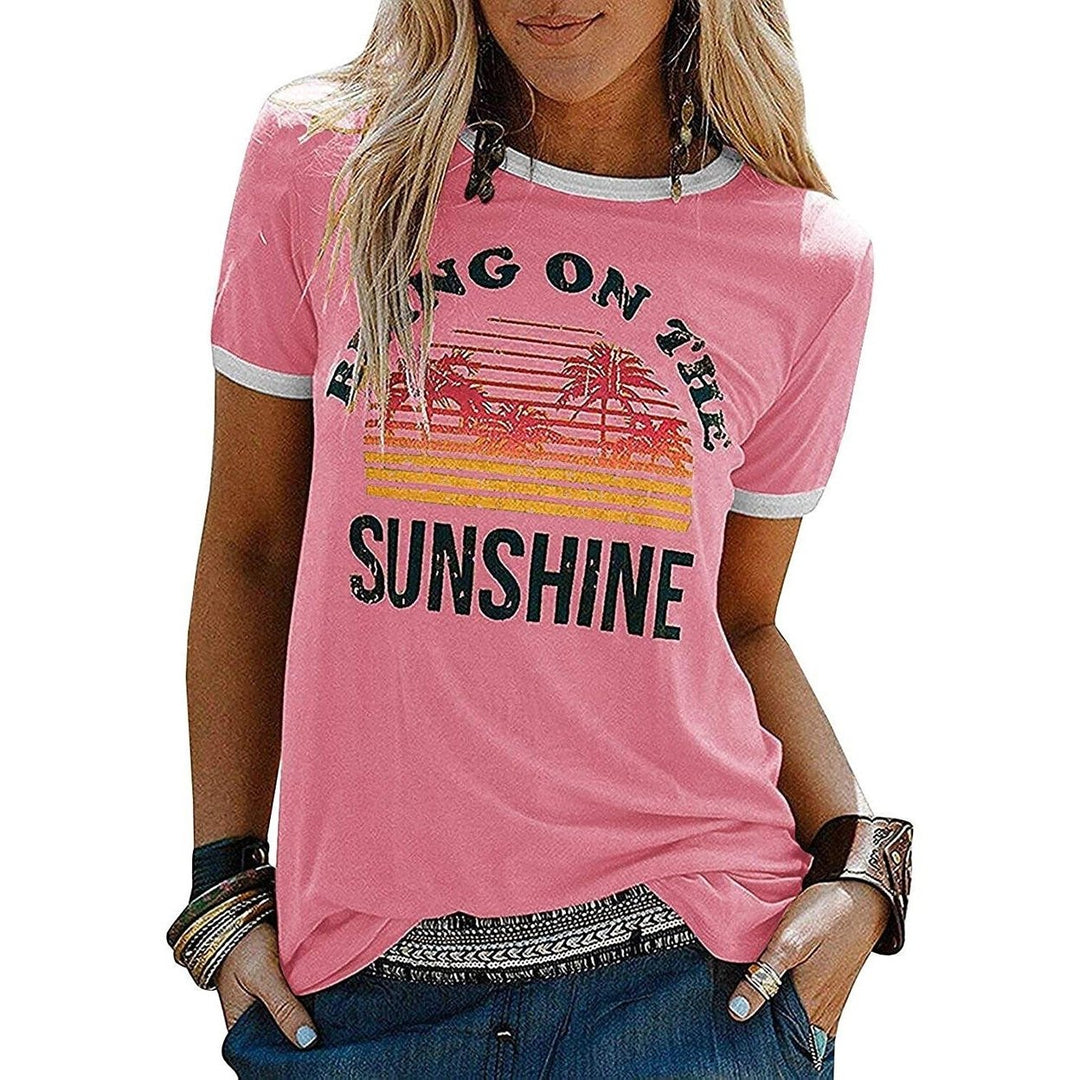 Women Sunshine Graphic Long Sleeves Tees Blouses Image 6