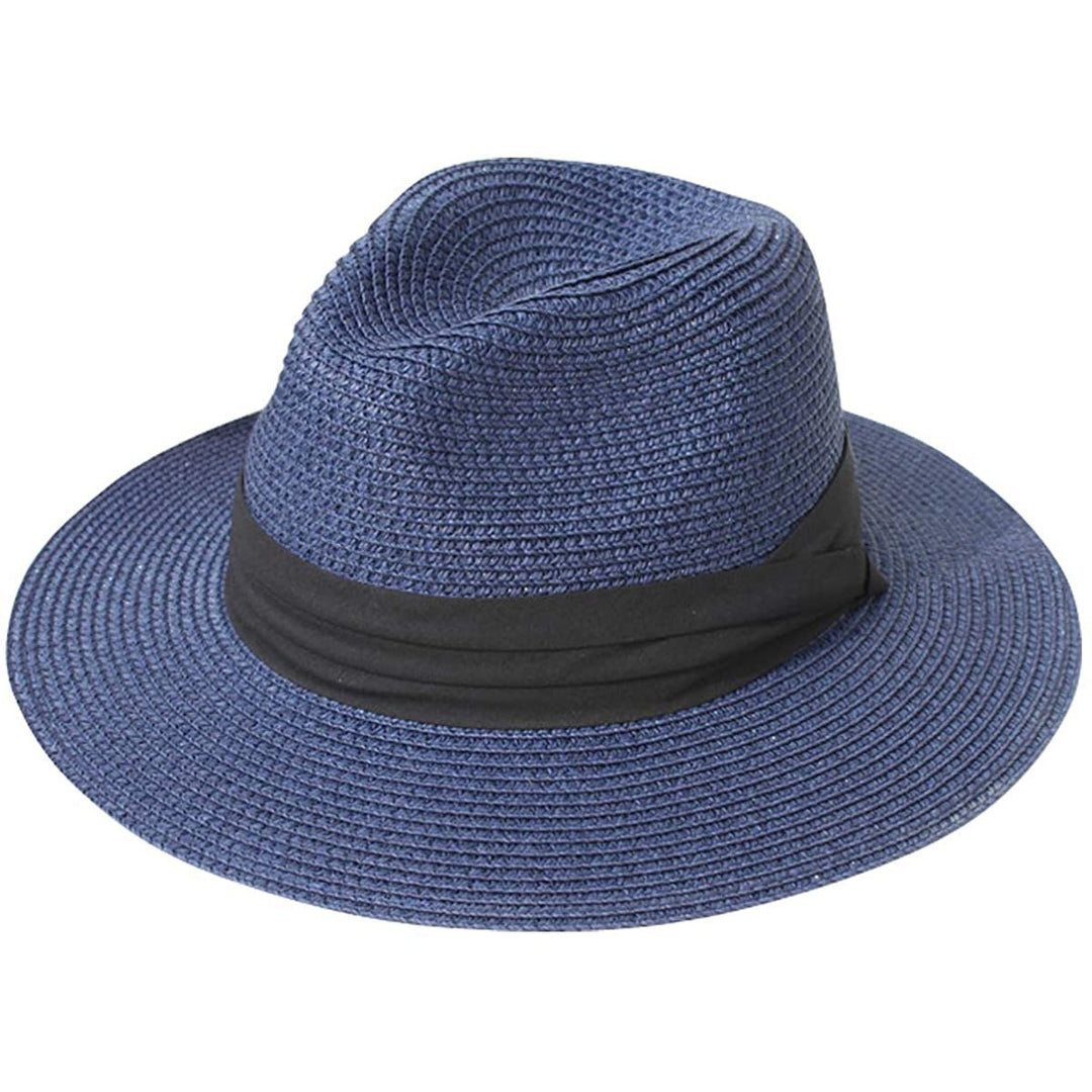 Women Wide Brim Straw Panama Roll up Hat Image 4