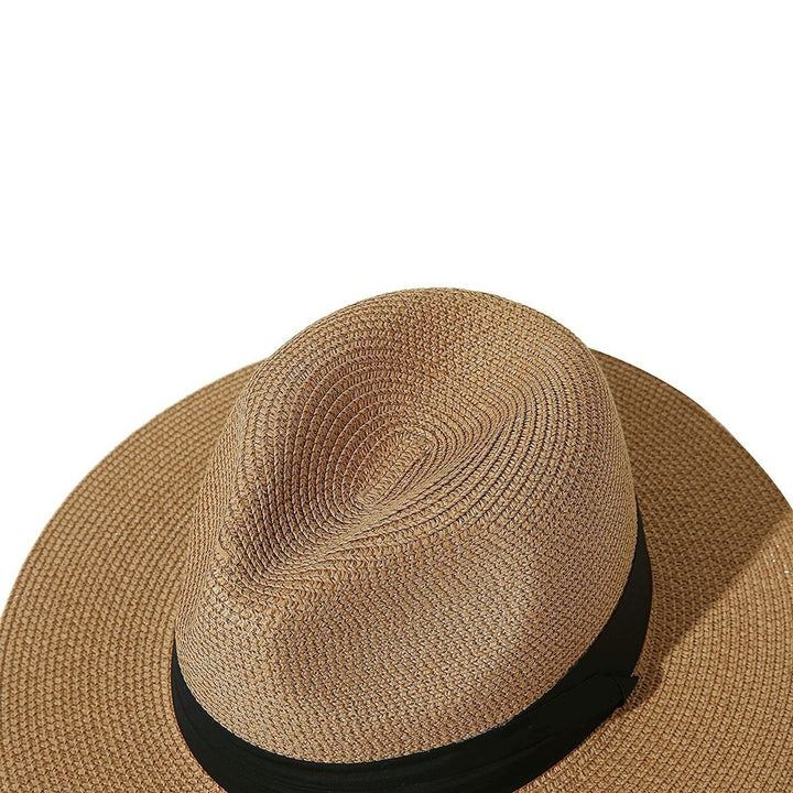 Women Wide Brim Straw Panama Roll up Hat Image 6