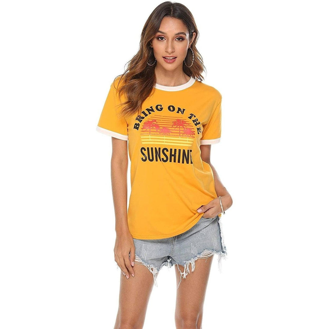 Women Sunshine Graphic Long Sleeves Tees Blouses Image 10