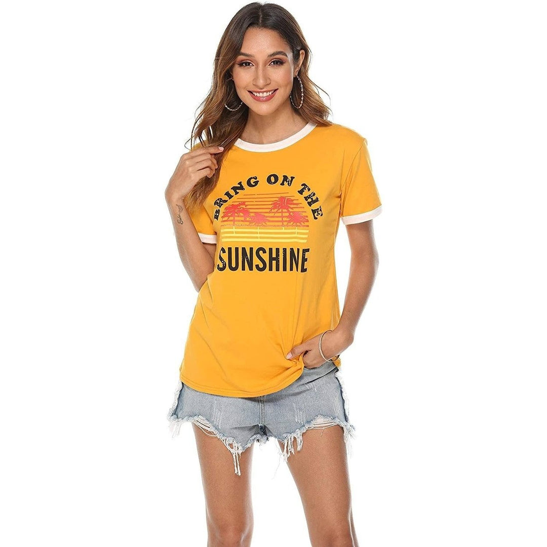 Women Sunshine Graphic Long Sleeves Tees Blouses Image 11