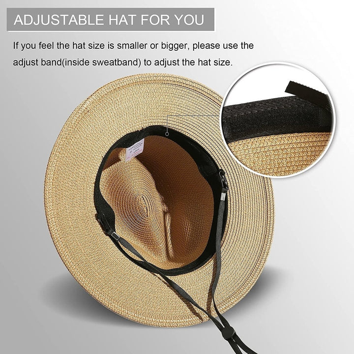 Women Wide Brim Straw Panama Roll up Hat Image 8