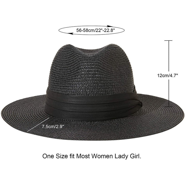 Women Wide Brim Straw Panama Roll up Hat Image 9