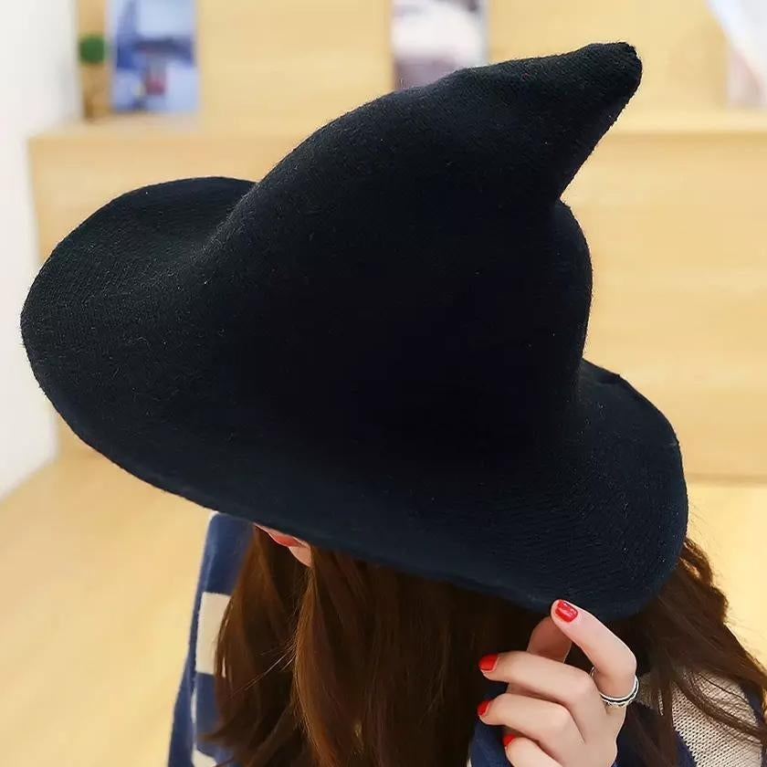 Women Winter Warm Knitted Wool Witch Hat Cap Image 1