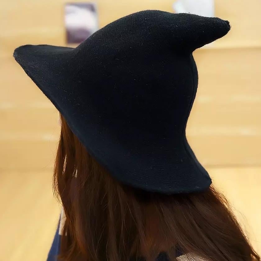 Women Winter Warm Knitted Wool Witch Hat Cap Image 2