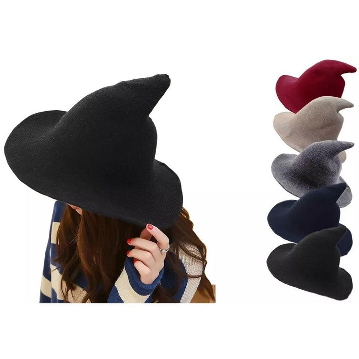 Women Winter Warm Knitted Wool Witch Hat Cap Image 3