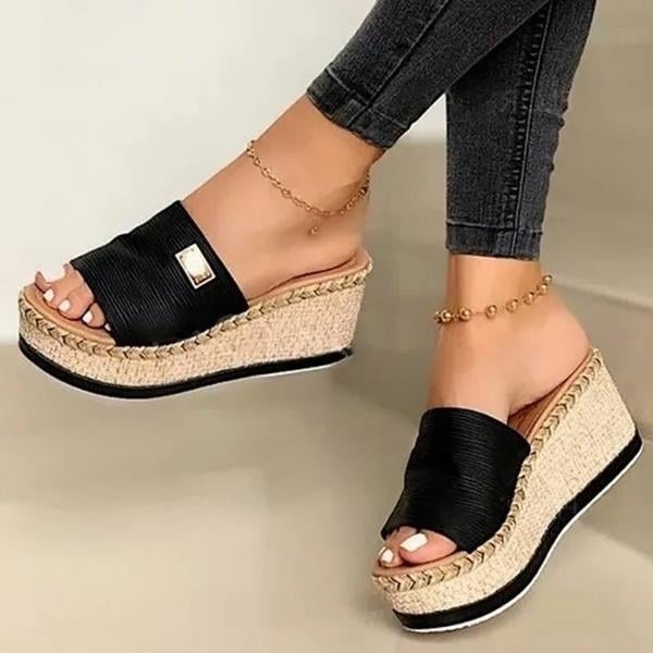 Women Wedge Slippers Platform Flip Flops Soft Comfortable Casual Outdoor Beach Sandals Image 1