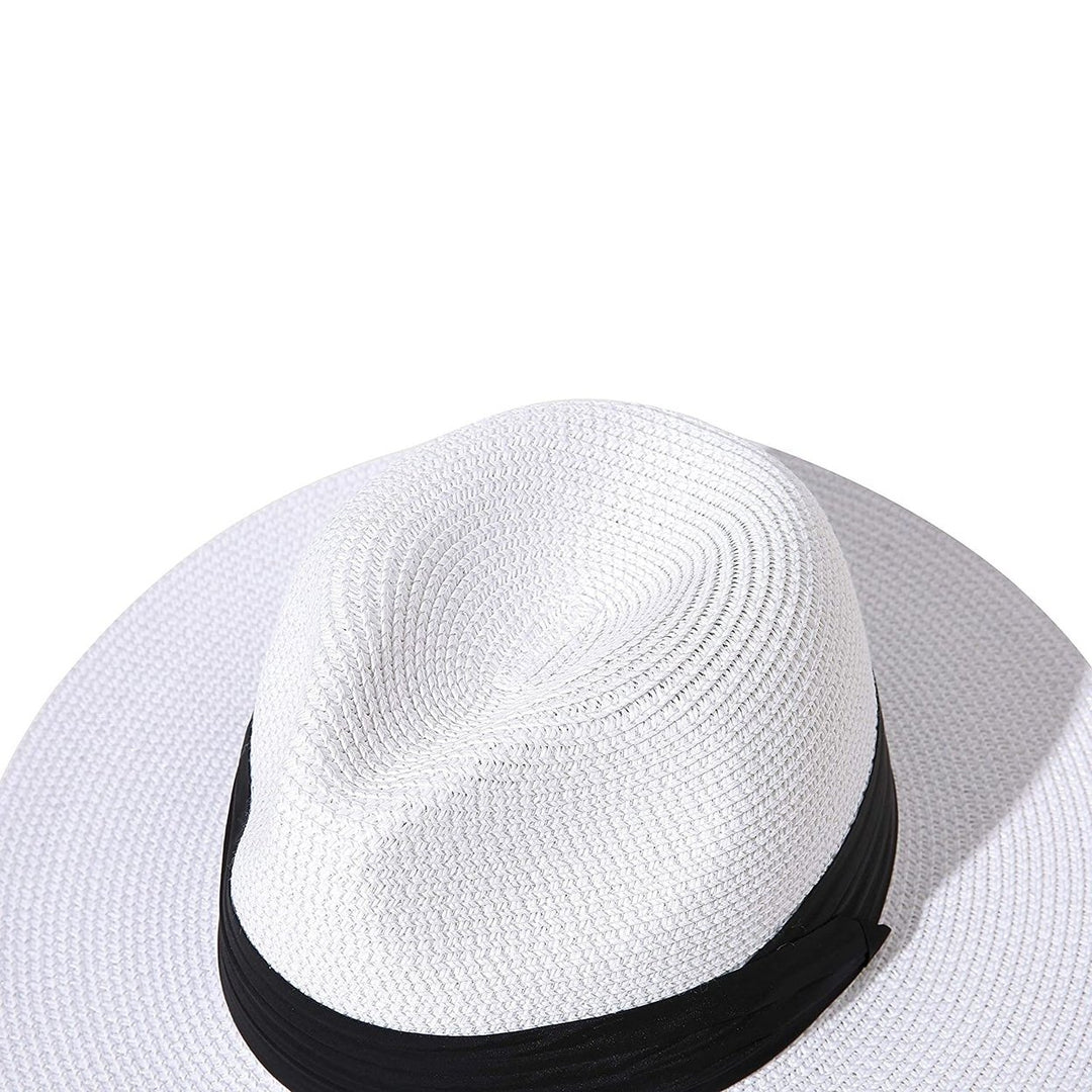 Women Wide Brim Straw Panama Roll up Hat Image 12