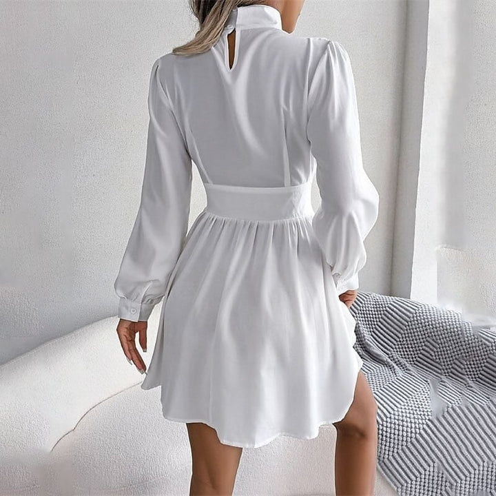 Womens A Line Turtleneck Mini Dress Image 6