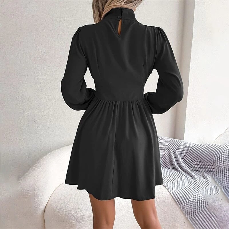 Womens A Line Turtleneck Mini Dress Image 9