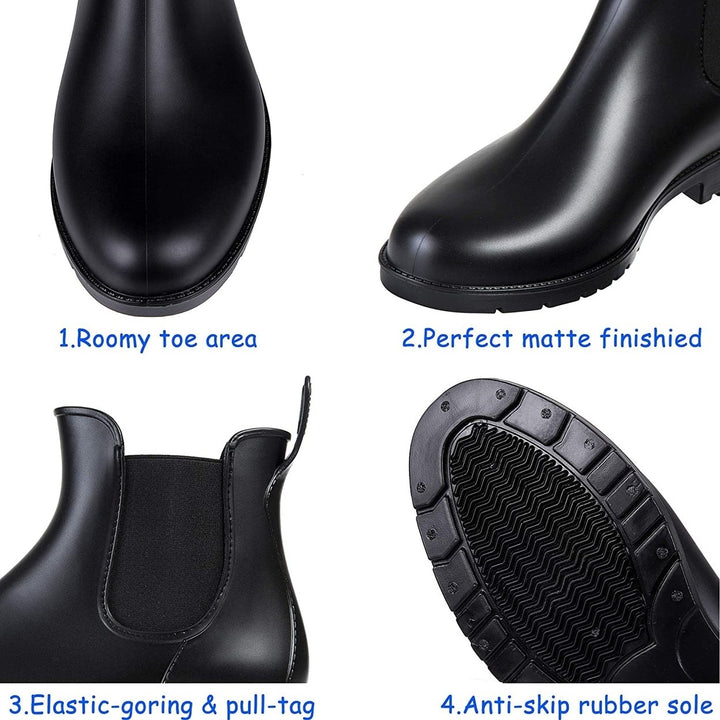 Womens Ankle Rain Boots Waterproof Chelsea Boots Image 11