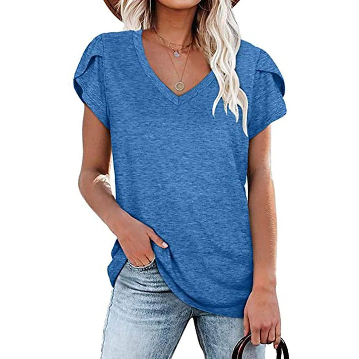 Womens Athleisure T-Shirt V-Neck Top Image 2