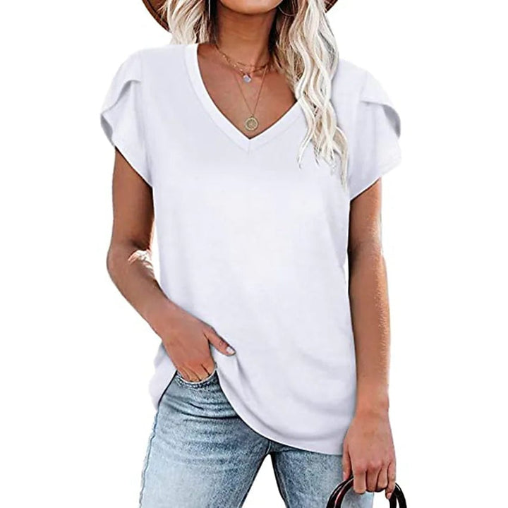 Womens Athleisure T-Shirt V-Neck Top Image 3