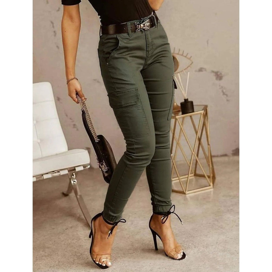 Womens Basic Essential Casual Sporty Tactical Cargo Trousers Image 1