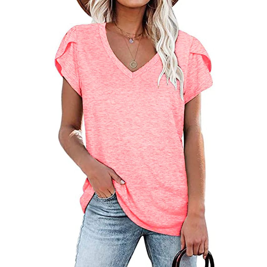 Womens Athleisure T-Shirt V-Neck Top Image 6