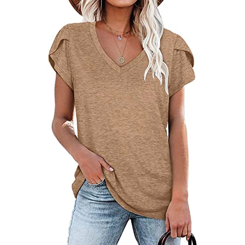 Womens Athleisure T-Shirt V-Neck Top Image 8