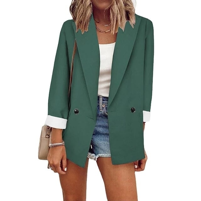 Womens Basic Double Breasted Solid Colored Blazer Image 1