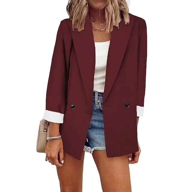 Womens Basic Double Breasted Solid Colored Blazer Image 4