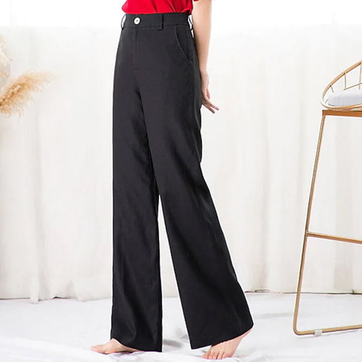 Womens Basic Soft Straight Twill Pants Image 1