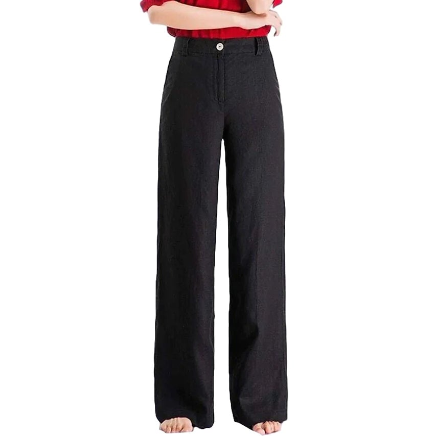 Womens Basic Soft Straight Twill Pants Image 4