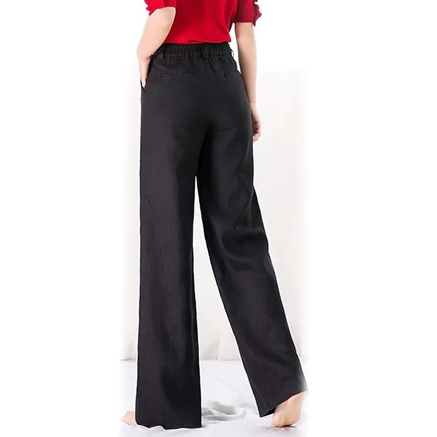 Womens Basic Soft Straight Twill Pants Image 4