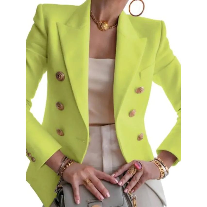 Womens Blazer Solid Color Vintage Style Casual Long Sleeve Coat Image 2