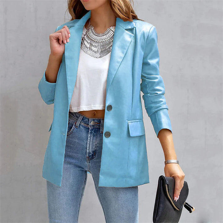 Womens Blazer Warm Breathable Outdoor Office Street Pocket Single Breasted Turndown Image 2