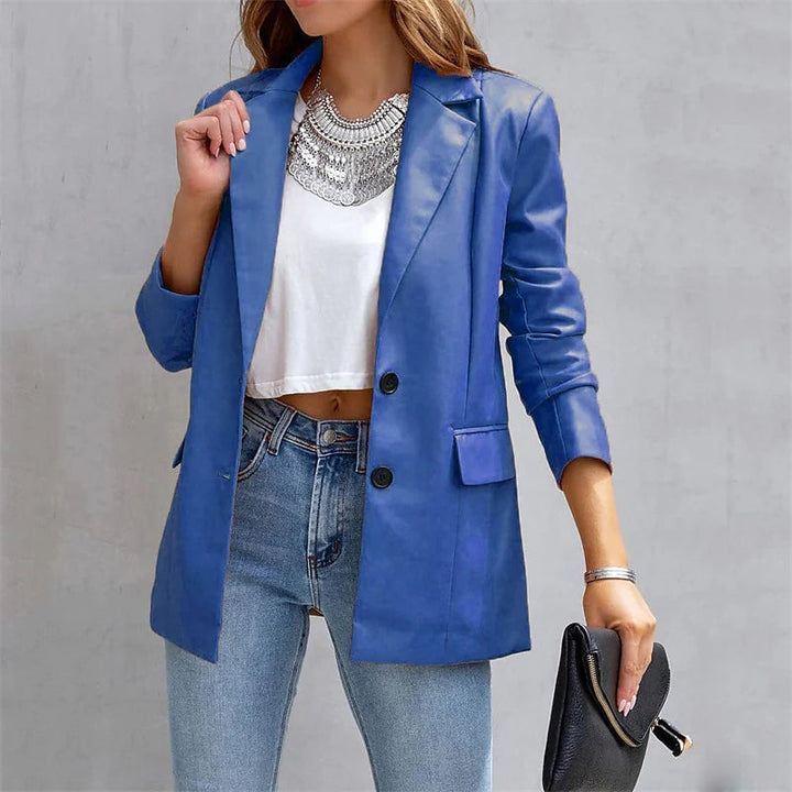 Womens Blazer Warm Breathable Outdoor Office Street Pocket Single Breasted Turndown Image 3