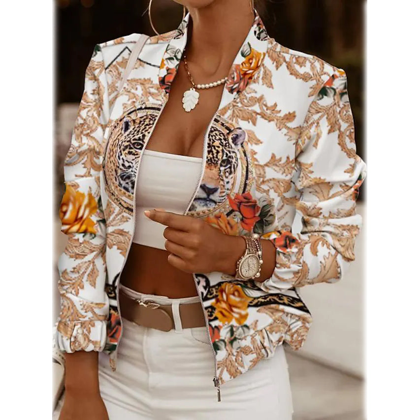 Womens Bomber Jacket Casual Image 8